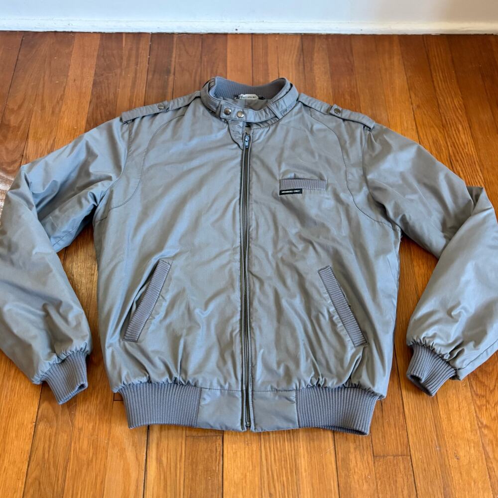 Vintage Members Only Jacket Gray Bomber 42L Classic 80s Jacket
